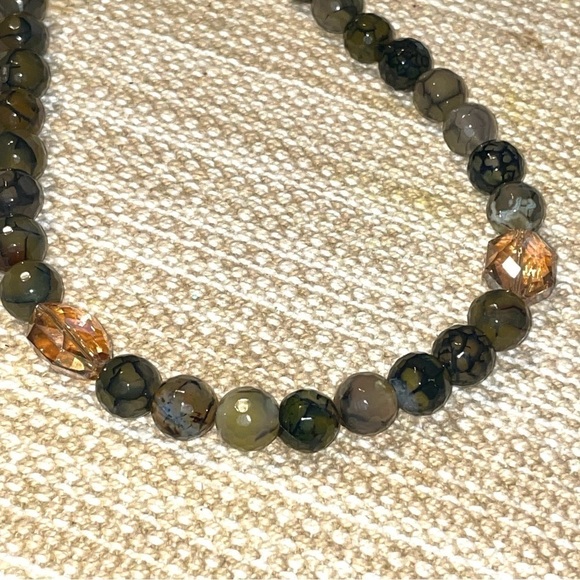2/$30  Agate Amber 12mm Handmade Chunky Necklace 20'' long - Picture 3 of 6